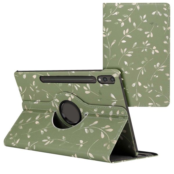 imoshion Coque tablette Design rotatif à 360° Samsung Galaxy Tab S10 Plus / Tab S9 Plus / Tab S9 FE Plus - Green Flowers