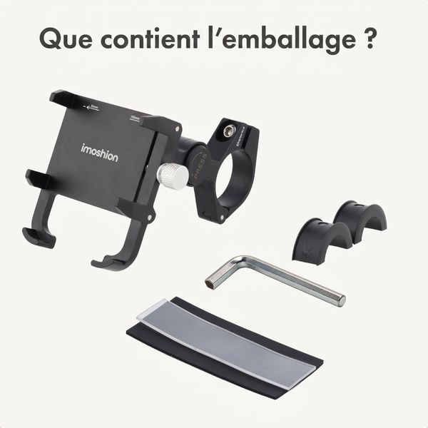 imoshion Support de téléphone Aluminium pour vélo - Rotatif à 360° - Léger - Universel - Noir