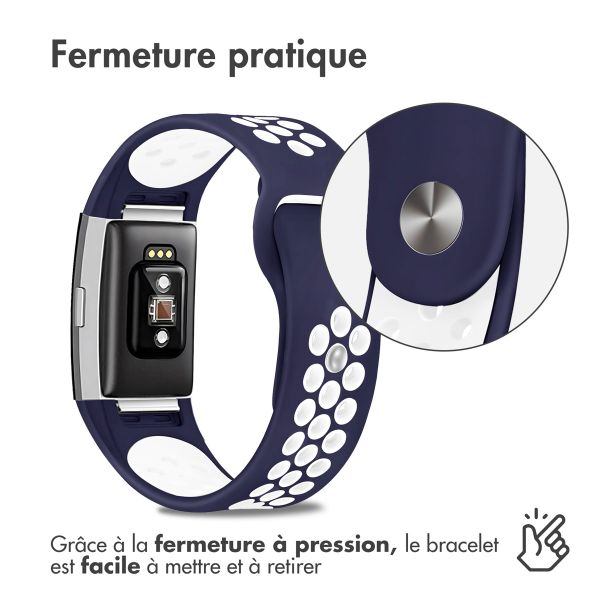 imoshion Bracelet sportif en silicone Fitbit Charge 2 - Bleu / Blanc