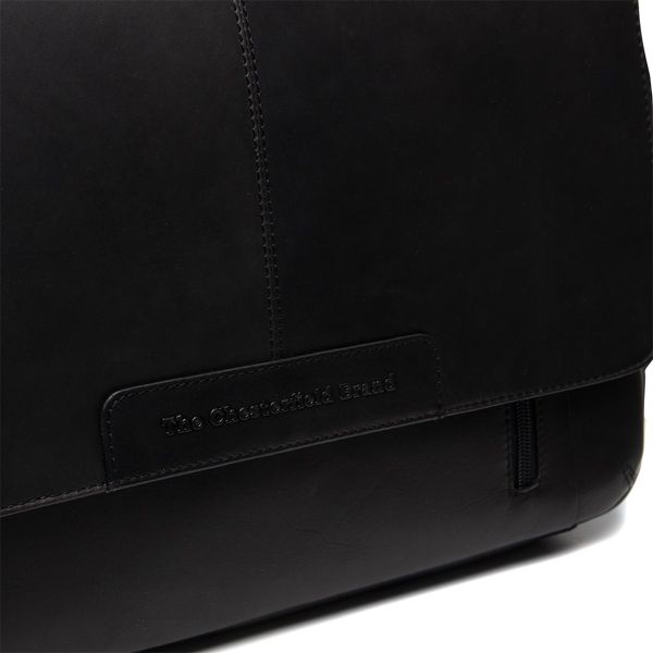 The Chesterfield Brand Sac ordinateur 15-15.6 pouces Richard - Sac à bandoulière - Cuir véritable - Noir