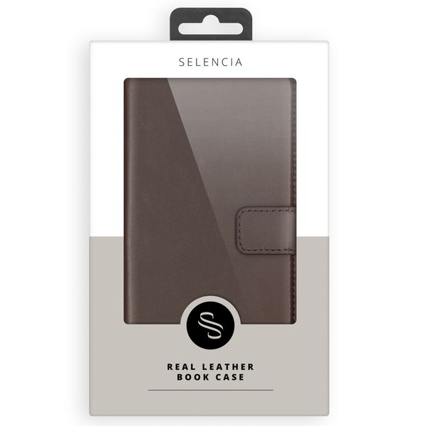 Selencia Étui portefeuille en cuir véritable Samsung Galaxy S21 - Marron
