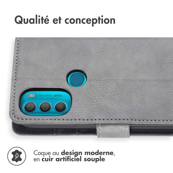 imoshion Étui de téléphone portefeuille Luxe Motorola Moto G71 - Gris