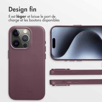 Accezz Coque arrière en cuir avec MagSafe iPhone 15 Pro - Heath Purple