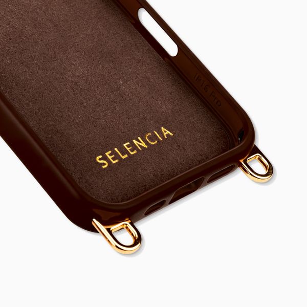 Selencia Coque arrière Rivièra avec MagSafe avec crochets amovibles Apple iPhone 16 Pro - Choco Brown
