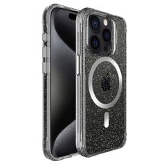 imoshion Coque arrière transparente Pailletée avec MagSafe Apple iPhone 15 Pro Max - Argent