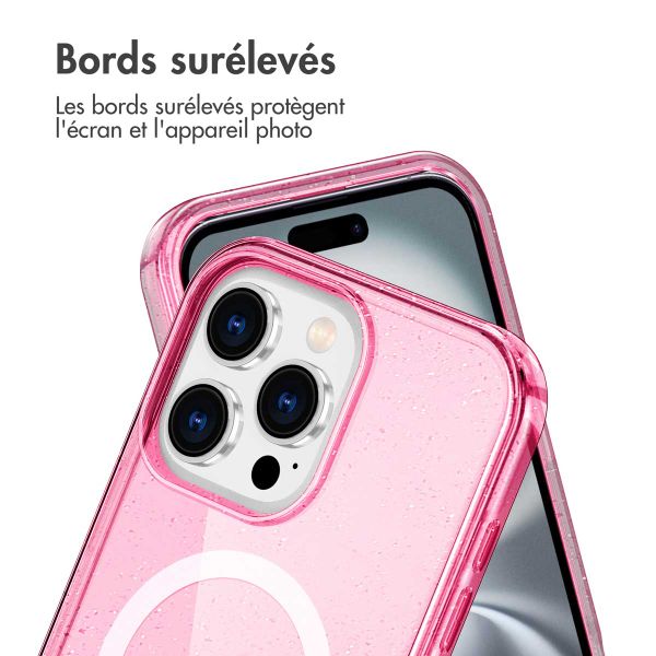 imoshion Coque Pailletée avec MagSafe Apple iPhone 16 Pro Max - Paillettes Rose
