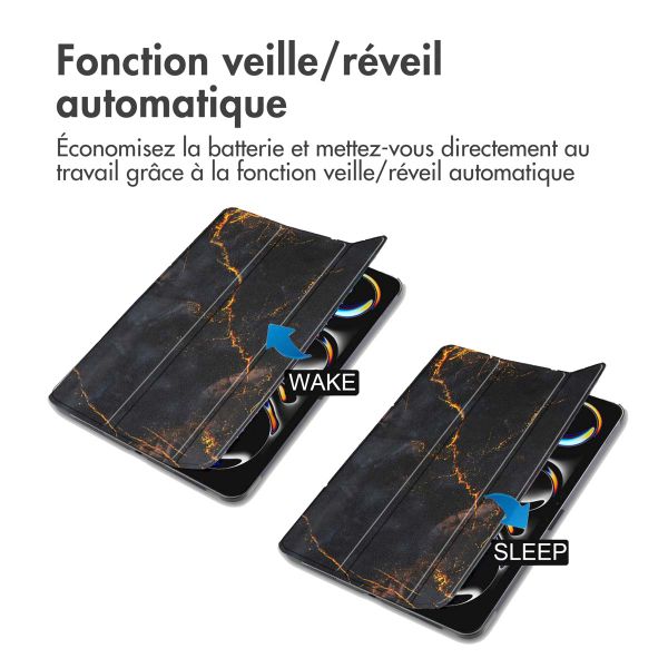 imoshion Coque tablette Design Trifold Apple iPad Pro 13 (2024) M4 - Black Marble