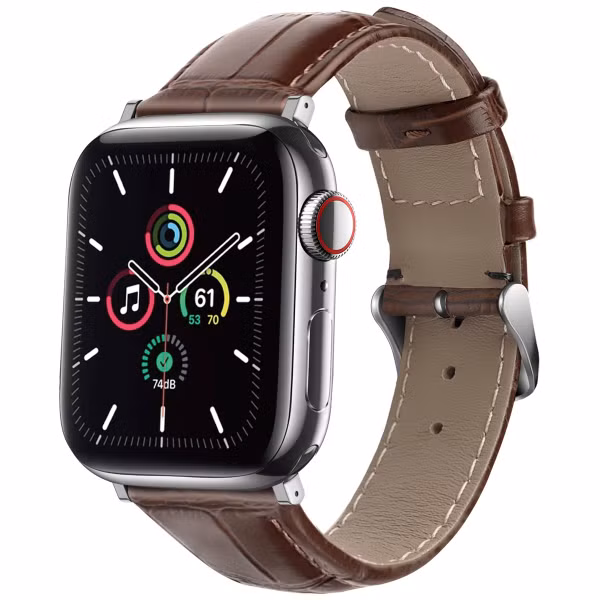 imoshion Bracelet Cuir Crocodile Apple Watch Series 1 á 11 / SE / Ultra (44/45/46/49 mm) - Brun