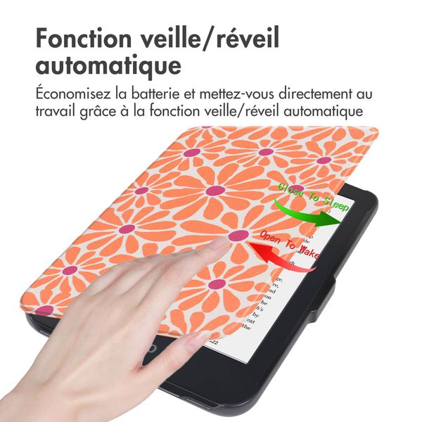 imoshion Design Slim Hard Sleepcover Kobo Clara 2E / Tolino Shine 4 - Orange Flowers Connect