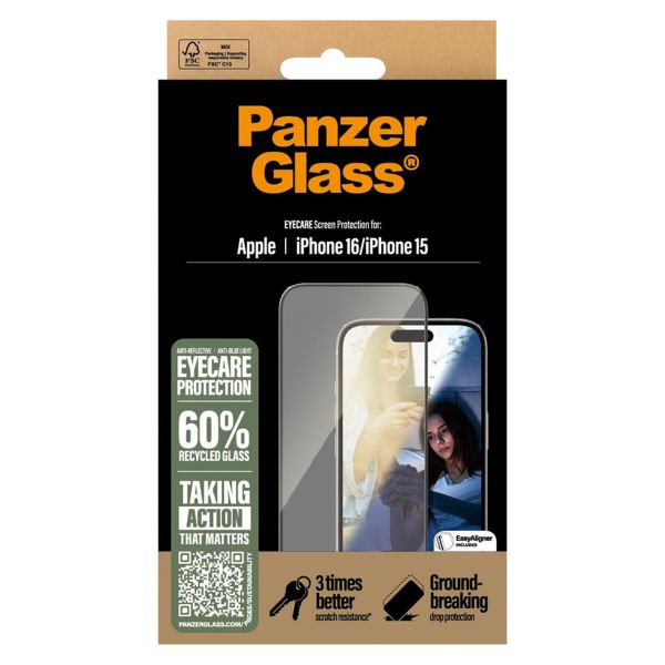 PanzerGlass Protection d'écran EyeUltra-Wide Fit Anti avec applicateur iPhone 16