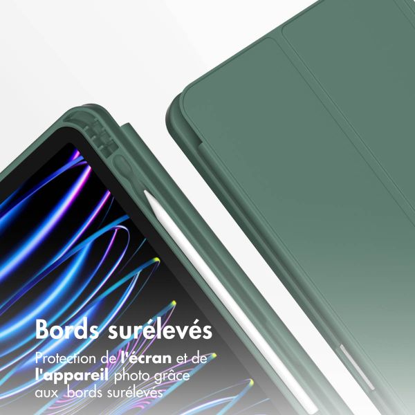 Accezz Coque tablette portefeuille Smart Silicone Apple iPad Air 13 pouces (2025) M3 / (2024) M2 - Vert foncé