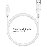 imoshion Câble Lightning vers USB - Certifié MFi - Textile tressé - 3 mètres - Blanc