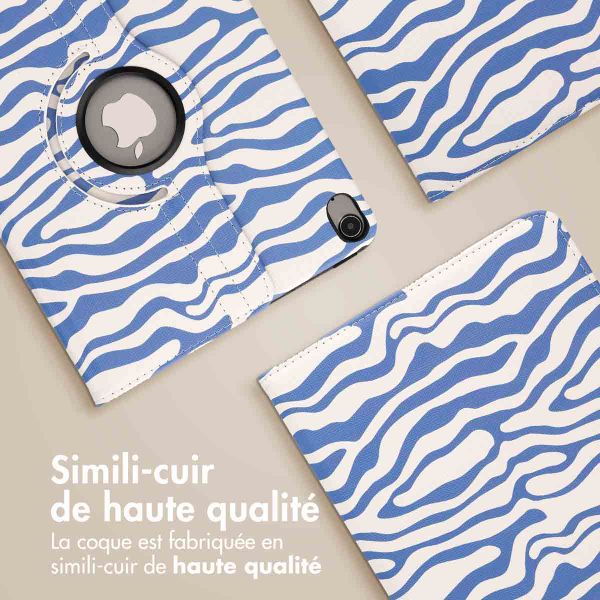 imoshion Coque tablette Design rotatif à 360° Apple iPad Air 5 (2022) / Air 4 (2020) - White Blue Stripes