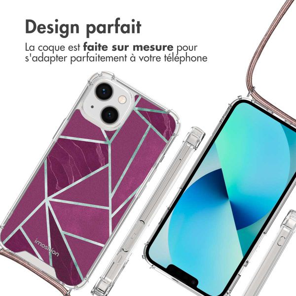 imoshion Coque Design avec cordon iPhone 13 - Bordeaux Graphic