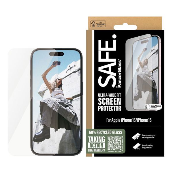 SAFE by PanzerGlass Protection d'écran Ultra-Wide Fit Apple iPhone 16