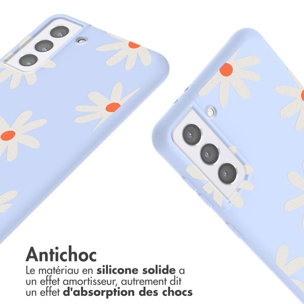 imoshion Coque design en silicone avec cordon Samsung Galaxy S21 - Lila Flower Distance