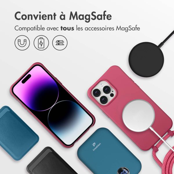 imoshion Coque arrière Color avec cordon amovible et MagSafe Apple iPhone 14 Pro Max - Raspberry