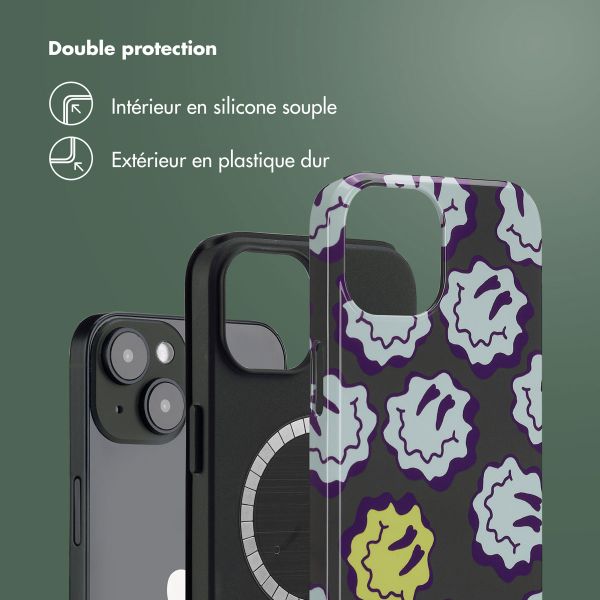 Selencia Coque arrière Vivid avec MagSafe Apple iPhone 14 - Wavy Smiley Green