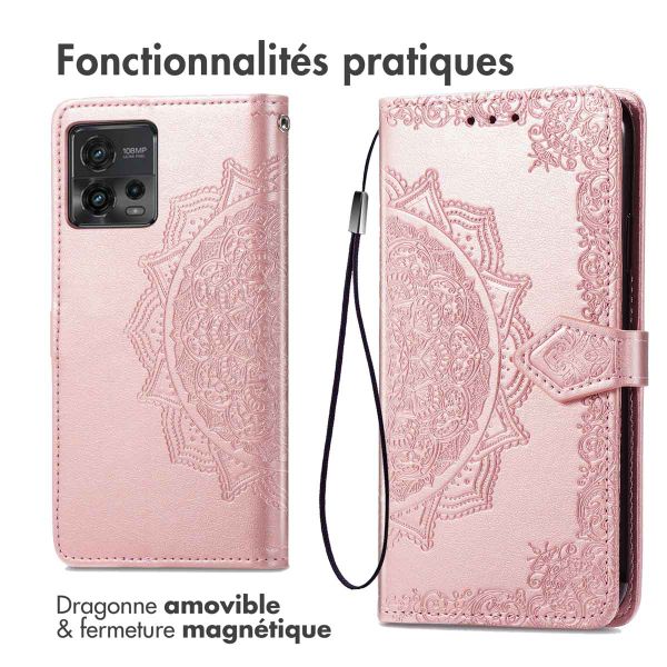 imoshion Etui de téléphone portefeuille Mandala Motorola Moto G72 - Rose Dorée