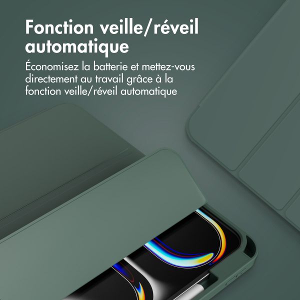 Accezz Coque tablette portefeuille Smart Silicone Apple iPad Pro 13 (2025) M5 / (2024) M4 - Vert foncé