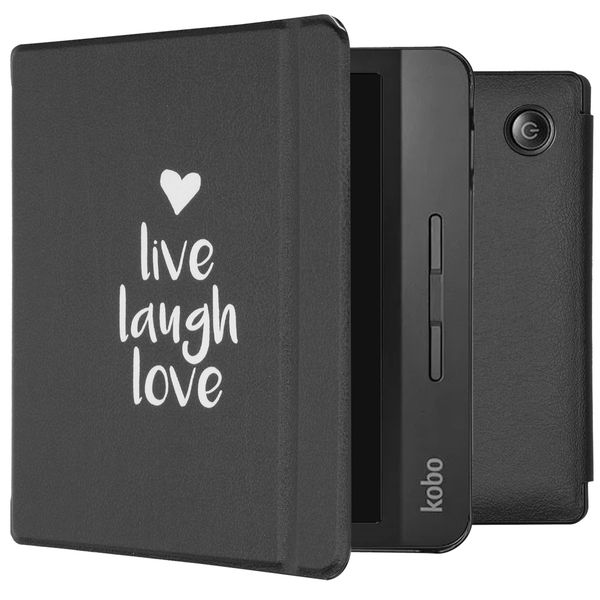 imoshion ﻿Design Slim Hard Sleepcover avec support Kobo Libra H2O - Live Laugh Love