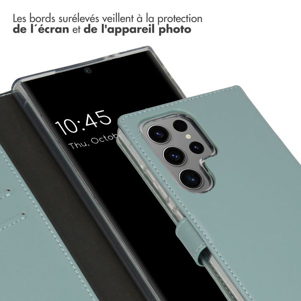 Selencia Étui portefeuille en cuir véritable Samsung Galaxy S24 Ultra - Air Blue