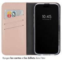 Selencia Étui de téléphone portefeuille en cuir véritable iPhone 16 Plus - Dusty Pink