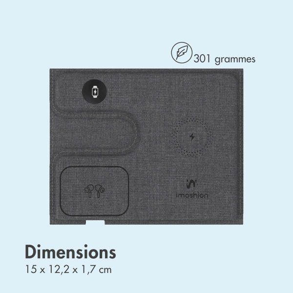 imoshion 3-en-1 Chargeur sans fil pliable Apple - iPhone / AirPods / Apple Watch - Gris