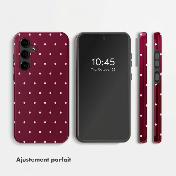 Selencia Coque arrière Vivid Samsung Galaxy S24 FE - Happy Dots Burgundy