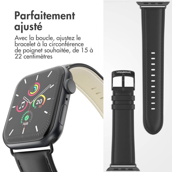 imoshion Bracelet Classic en cuir Apple Watch Series 1 t/m 11 / SE / Ultra (44/45/46/49 mm) - Noir