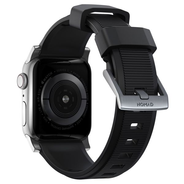 Nomad Bracelet robuste FKM Apple Watch Series 1 t/m 11 / SE / Ultra (44/45/46/49 mm) - Argent / Noir