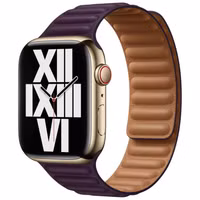 Apple Bracelet Leather Link Apple Watch Series 1 t/m 9 / SE (38/40/41 mm) | Series 10 / 11 (42 mm) - Taille S/M - Dark Cherry