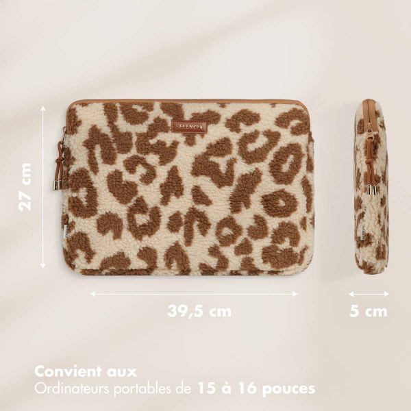 Selencia Pochette ordinateur Teddy 15-16 pouces - Vanilla Leopard