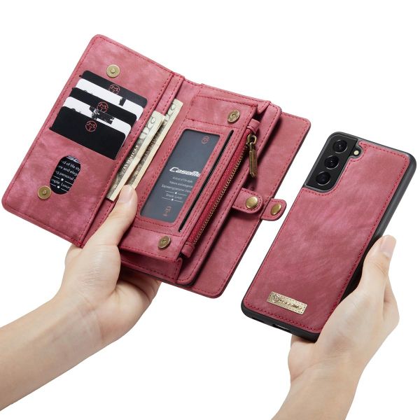 CaseMe Etui de téléphone de luxe en cuir deux en un Samsung Galaxy S22 - Rouge