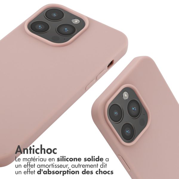 imoshion Coque en silicone avec cordon Apple iPhone 14 Pro Max - Sand Pink