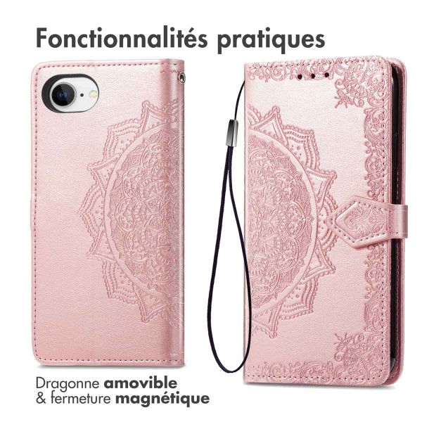 imoshion Etui de téléphone portefeuille Mandala iPhone SE 4 - Rose Dorée