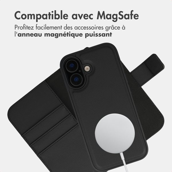 imoshion Étui portefeuille luxe 2-en-1 amovible Apple iPhone 16 - Noir