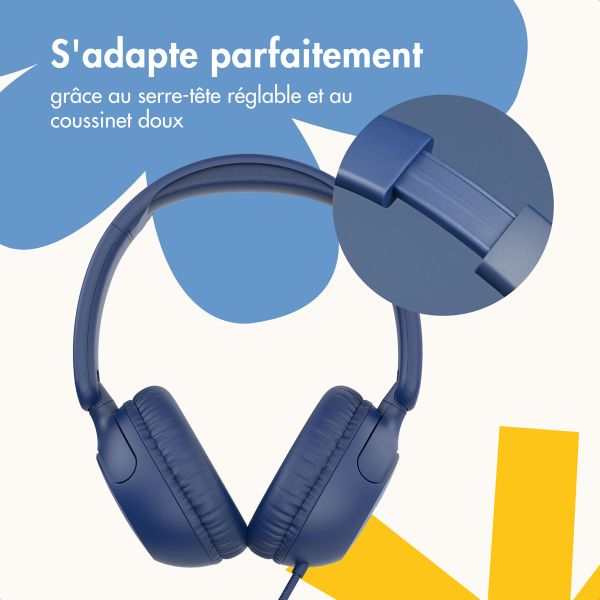 imoshion Casque filaires pour enfants - Câble AUX - Limiteur de décibels - Denim Blue