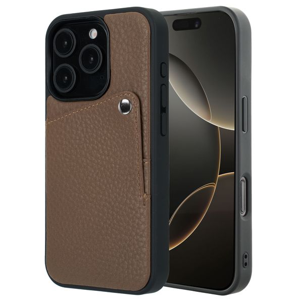 Selencia Coque Riva avec porte-cartes Apple iPhone 16 Pro - Mocha Brown