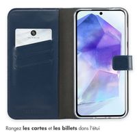 Selencia Étui de téléphone portefeuille en cuir véritable Samsung Galaxy A36  - Bleu