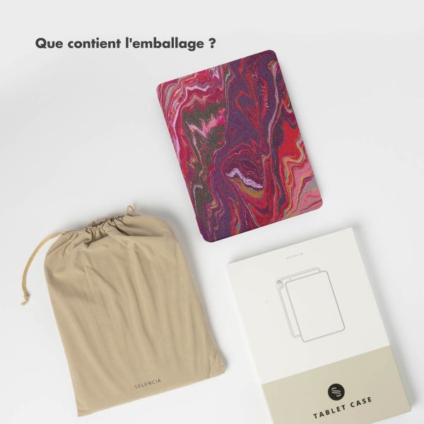 Selencia Coque tablette Vivid iPad 7 (2019) / iPad 8 (2020) / iPad 9 (2021) 10.2 pouces - Marble Plum