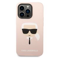 Karl Lagerfeld Coque arrière Karl's Head Liquid Silicone MagSafe iPhone 14 Pro - Rose