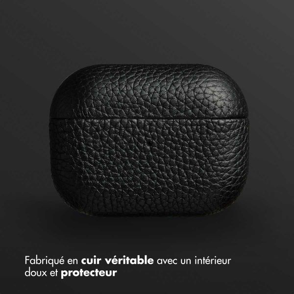 Accezz Coque en Cuir véritable Apple AirPods Pro - Noir