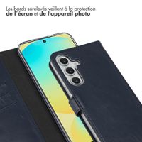 Selencia Étui portefeuille en cuir véritable Samsung Galaxy S25 FE - Bleu