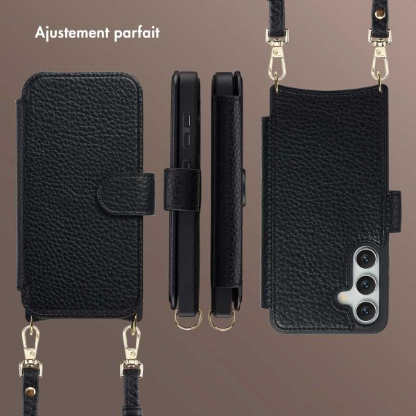 Selencia Étui Riva avec MagSafe et cordon de téléphone Samsung Galaxy S24 / S25 - Noir