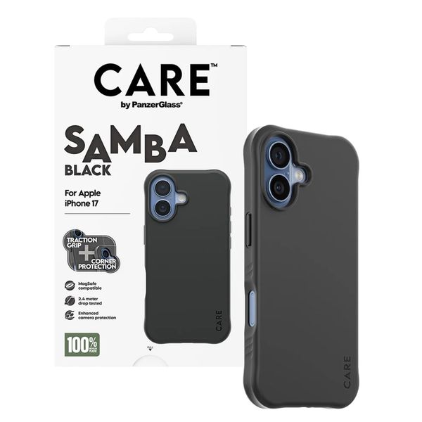 CARE by PanzerGlass Étui tendance Samba avec MagSafe Apple iPhone 17 - Noir