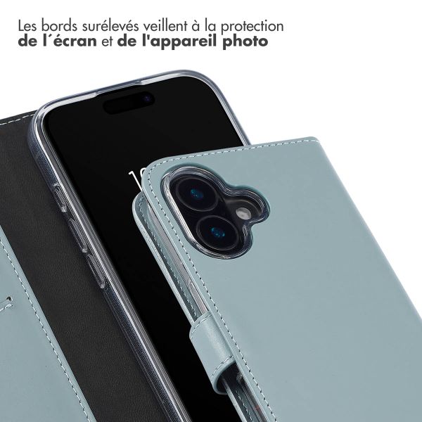 Selencia Étui portefeuille en cuir véritable Apple iPhone 16 - Air Blue