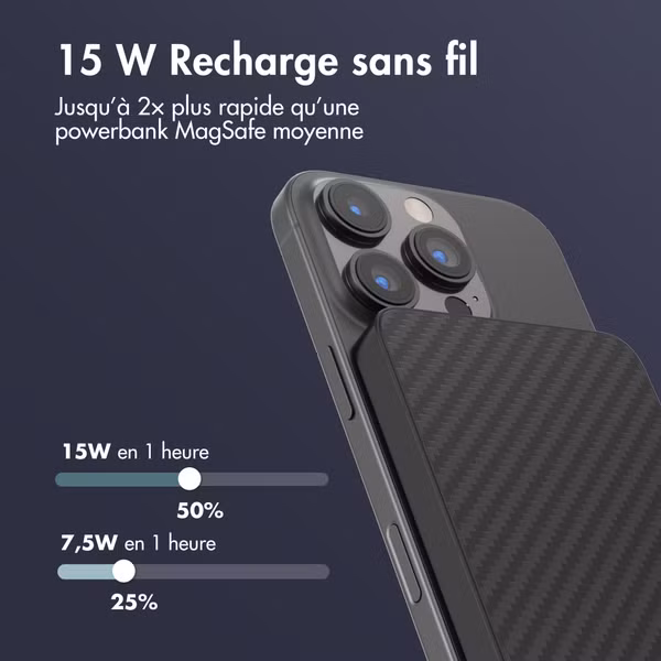 Accezz Powerbank Kevlar 5 000 mAh - MagSafe et Qi2 - Noir