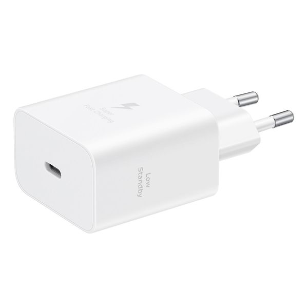 Samsung Adaptateur secteur original avec câble USB-C - Chargeur - Connexion USB-C et USB - Charge rapide - 45 Watt - 1,8 mètres - Blanc