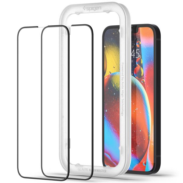 Spigen Protection d'écran en verre trempé AlignMaster Cover 2 Pack iPhone 13 / 13 Pro - Noir